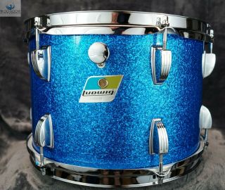 Gorgeous Vintage 1976 Ludwig Classic Blue Sparkle 8 " X12 " Tom Tom -