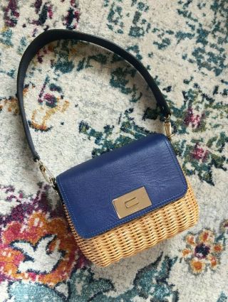 Rare Kate Spade Wicker Basket Bag W/ Leather Strap So Cute And Vintage Inspired