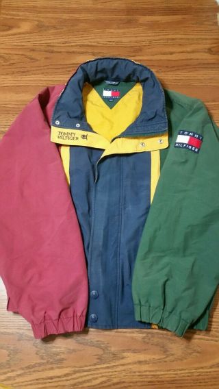 Tommy Hilfiger Sailing Coat With Hood And Patch,  Spell Out,  Vintage,  Color Block