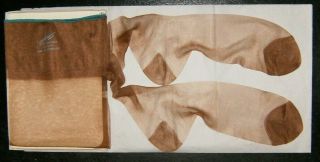 2 Pairs Vintage Hanes 415 South Pacific Sheer Flat Knit Stockings Size 12 - 38 Xl