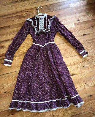 Vintage Gunne Sax Long Dress By Jessica Bohemian Floral Peasant Prairie Size 7