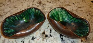 Vintage Set Mid Century Modern Studio Art Pottery Green Bowls Lite Star Litestar