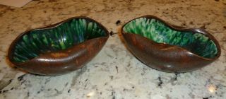 Vintage Set Mid Century Modern Studio Art Pottery Green Bowls Lite Star Litestar 4