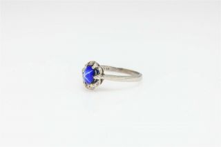 Antique 1950s Signed LOVE AFFAIR 1ct Blue Star Sapphire 10k White Gold Ring 2