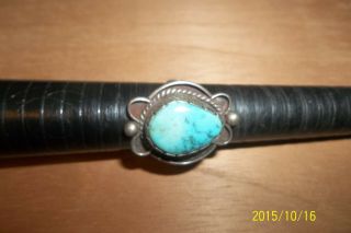 Vintage Navajo Sterling Silver Turquoise Ring - Sz.  9