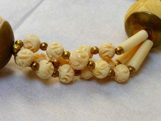 CHINESE VINTAGE CARVED BOVINE BONE NECKLACE 6