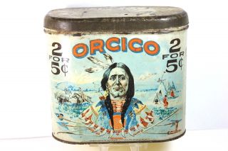 RARE ORCICO INDIAN 1919 TOBACCO TIN 2 for 5 Cents Cigars Bethesda,  Ohio 2