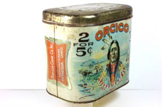 RARE ORCICO INDIAN 1919 TOBACCO TIN 2 for 5 Cents Cigars Bethesda,  Ohio 3