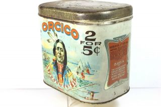 RARE ORCICO INDIAN 1919 TOBACCO TIN 2 for 5 Cents Cigars Bethesda,  Ohio 4