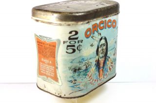 RARE ORCICO INDIAN 1919 TOBACCO TIN 2 for 5 Cents Cigars Bethesda,  Ohio 6