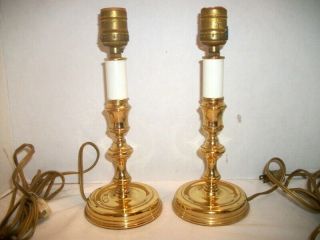 Vintage Pair Baldwin Brass Candlestick Lamps 10 "