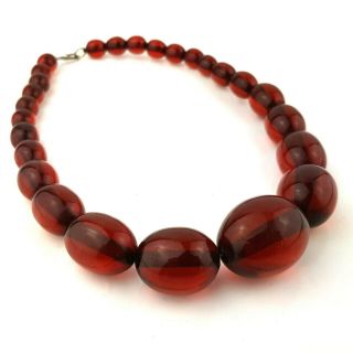 Vintage Cherry Amber Bakelite Bead Necklace 56 Grams Simichrome