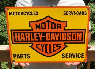 Vintage Harley Davidson Motorcycles Porcelain Gas & Oil Sign Pump Plate