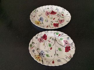 2 Vintage Rare Blue Ridge Southern Potteries Chintz Flowers Oval Platter Platter