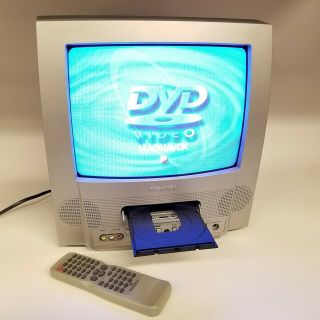 Tv Dvd Player Combo Vtg Crt Magnavox 13 " Television & Remote Silver Retro Gaming