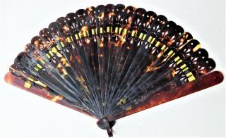 C1920 Faux Tortoiseshell Hand Fan Vintage Antique