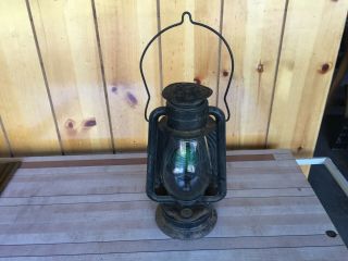 Vtg.  Antique Buhl No.  23 Railroad Lantern Green Lens Oil Kerosene