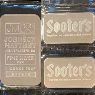 (2) Johnson Matthey Vintage Ultra Rare 1 Oz.  999 Silver Sooters Bar