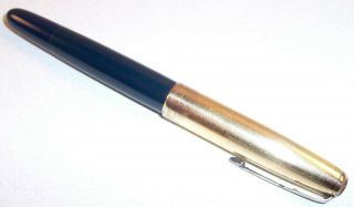Vintage Parker Fountain Pen 51 - 7 Navy Blue 1/10 16 K Gold Filled Cap U.  S.  A.
