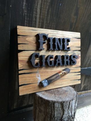 Cigar Bar Whiskey Saloon Wood Sign Raised Letters Rustic Old West Antique Look