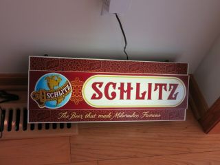 Vintage Schlitz Beer Light Box Lighted Display Sign Advertising Milwaukee
