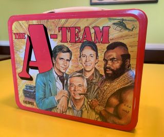 Vintage 1983 The A - Team Metal Lunchbox W/ Thermos In Great Shape