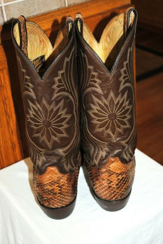 Vintage Tony Lama Exotic Snake Skin Leather Cowboy Western Boots Men ' s 11D 2