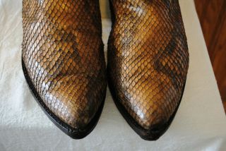 Vintage Tony Lama Exotic Snake Skin Leather Cowboy Western Boots Men ' s 11D 3