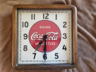 Vintage Authentic Coca - Cola Clock,  1939,  Metal & Wood