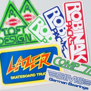 Vintage 70s Skateboard Sticker Pack 8 - Pc Sims Lazer Robinak Toft Design Comp Ii