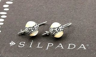 Silpada.  925 Sterling Silver Double Mother Of Pearl & Filigree Wire Earrings