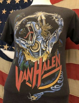 Vintage 80’s Van Halen Kicks Ass 1986 Rock Concert Tour T Shirt Sz L Thin