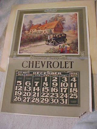 Rare 1926 Chevrolet Superior Series V LARGE Full Color General Motors Calendar 11