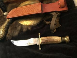 Vintage Case Xx India Stag Kodiak Hunter Knife,  Sheath,  Fixed Blade,