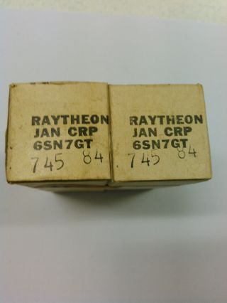 Vintage Matched Pair Raytheon 6sn7gt Vacuum Tubes Nos Nib Jan Military 1949 Usa