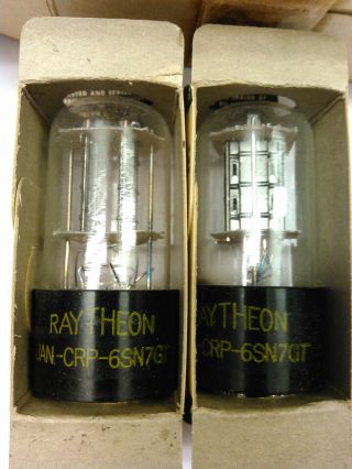Vintage Matched Pair Raytheon 6SN7GT Vacuum Tubes NOS NIB JAN Military 1949 USA 6