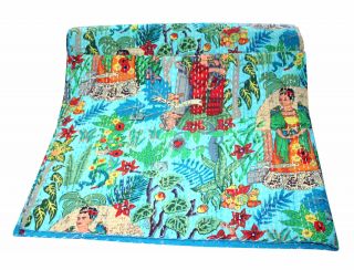Bohemian Bedding Frida Kahlo Bedspread Vintage Kantha Quilt Bedding Gudari