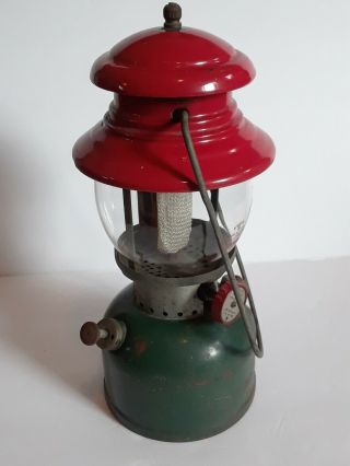 Vintage Red and Green Coleman Lantern 200A Dated 9 - 51 Pyrex Globe Single Mantle 4