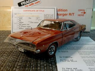 Danbury 1968 Dodge Charger Rt.  Nos Undisplayed Docs Rare Le Pristine 1:24