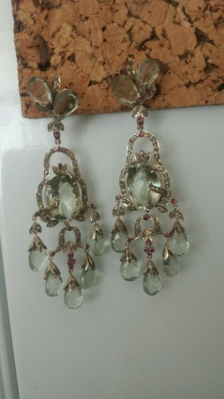 Gorgeous Victorian Style Earrings - Unmarked Silver Metal