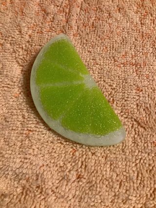 Lime Fruit Wedge Slice Pin Brooch Marked 925 Silver Back 2.  5” Rare One Of A Kind