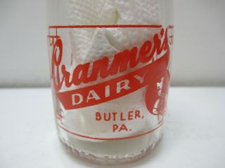 Vintage Cranmer ' s Dairy Baby Face Half Pint Milk Cream Glass Bottle Butler PA 2