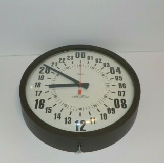 Vtg Glass Seth Thomas Military 24 Hour Manager School Office Clock Mcm Style
