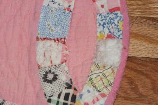 VINTAGE HANDMADE QUILT CIRCA 30 ' s 40 ' s Pink Rings Twin Full 68 x 80 4