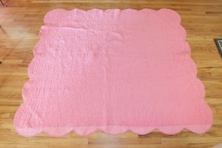 VINTAGE HANDMADE QUILT CIRCA 30 ' s 40 ' s Pink Rings Twin Full 68 x 80 7