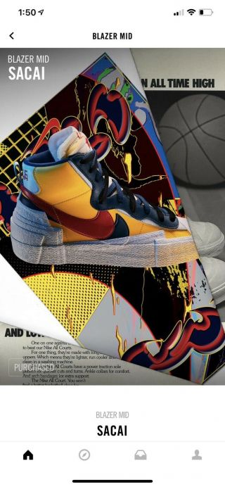 Nike X Sacai Blazer High Size 9.  5 Rare Asap 2019 Red Yellow White