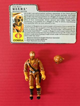 1987 Vintage Gi Joe Worms W.  O.  R.  M.  S.  Maggot Driver 100 Complete With File Card