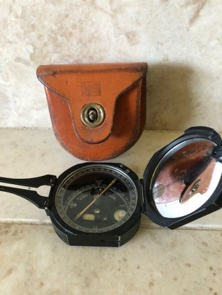 Vintage Keuffel,  Esser Co.  Land Surveyor Survey Compass Orig.  Leather Case Ke