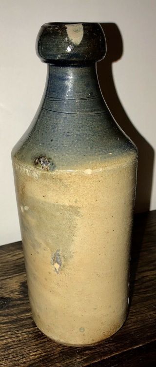Rare Small Pint Size Dr JA Brown Baltimore MD Stoneware Blue Top Beer Bottle 10