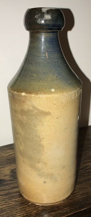 Rare Small Pint Size Dr JA Brown Baltimore MD Stoneware Blue Top Beer Bottle 7